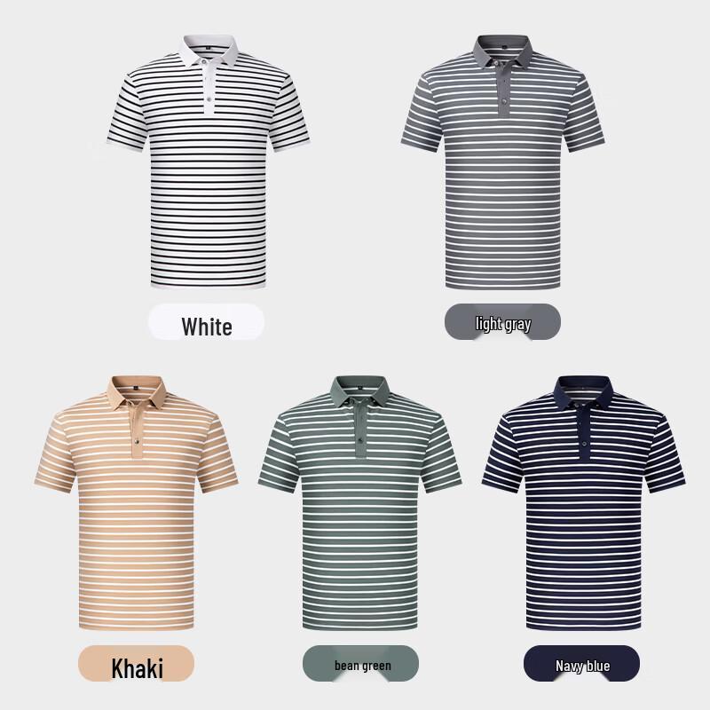 Men's Striped Breathable Polo Shirt