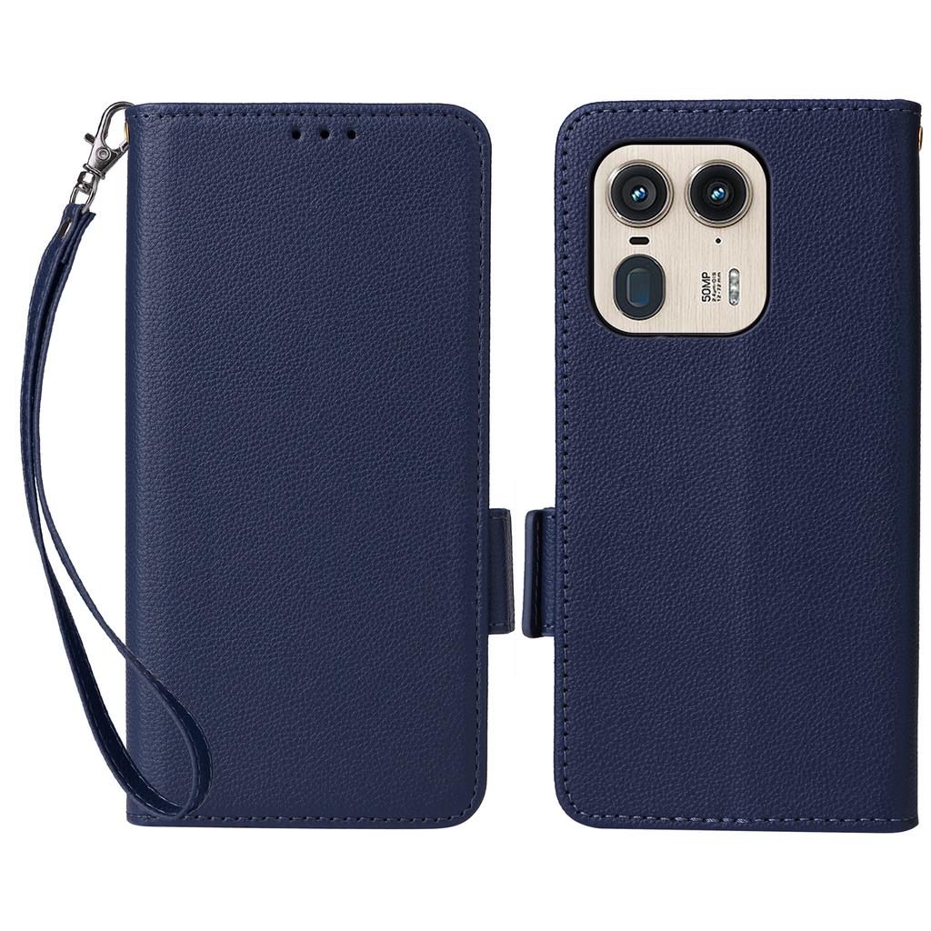 For Motorola Edge 50 Ultra 5G/Moto X50 Ultra 5G Case with Wrist Strap Litchi Texture PU Leather Wallet Phone Cover