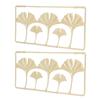 2Pcs Gold Metal Leaf Wall Decor 3D Modern Simple Clear Texture Metal Leaf Hanging Decoration with