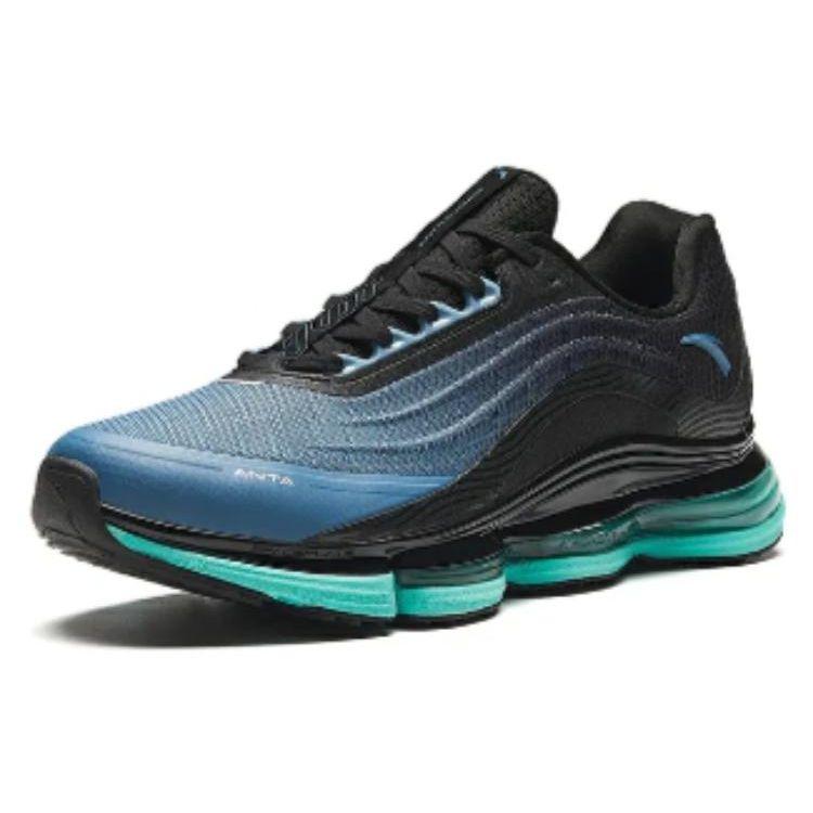 Anta Round Toe Lace-Up Breathable Comfortable Versatile Shock Absorbing Wear-Resistant Low-Top Running Shoes Men Sneaker Green Black 112415501-4