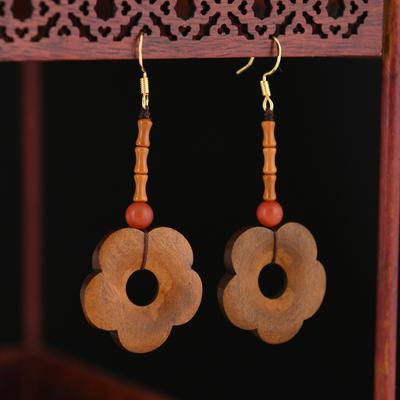 Design de niche boucles d'oreilles rétro en bois boucles d'oreilles longues personnalisées tempérament littéraire bijoux d'oreille femmes