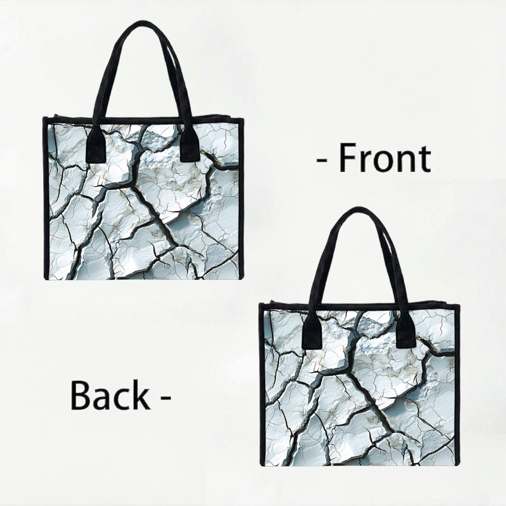Cracked Print Large Tote Bag Fashion Daily Casual Shoulder Bag for Outdoor Shopping Commute Use