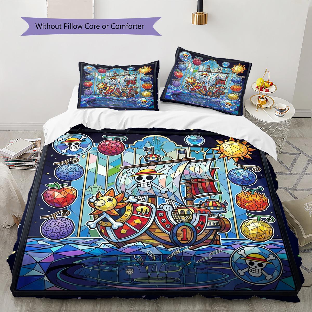 

One Piece Luffy Pattern Bedding Quilt Set Quilt Cover Pillowcase Home Decoration Birthday Gift (1 * duvet cover + 2 * pillowcase, without core) 135x200cm