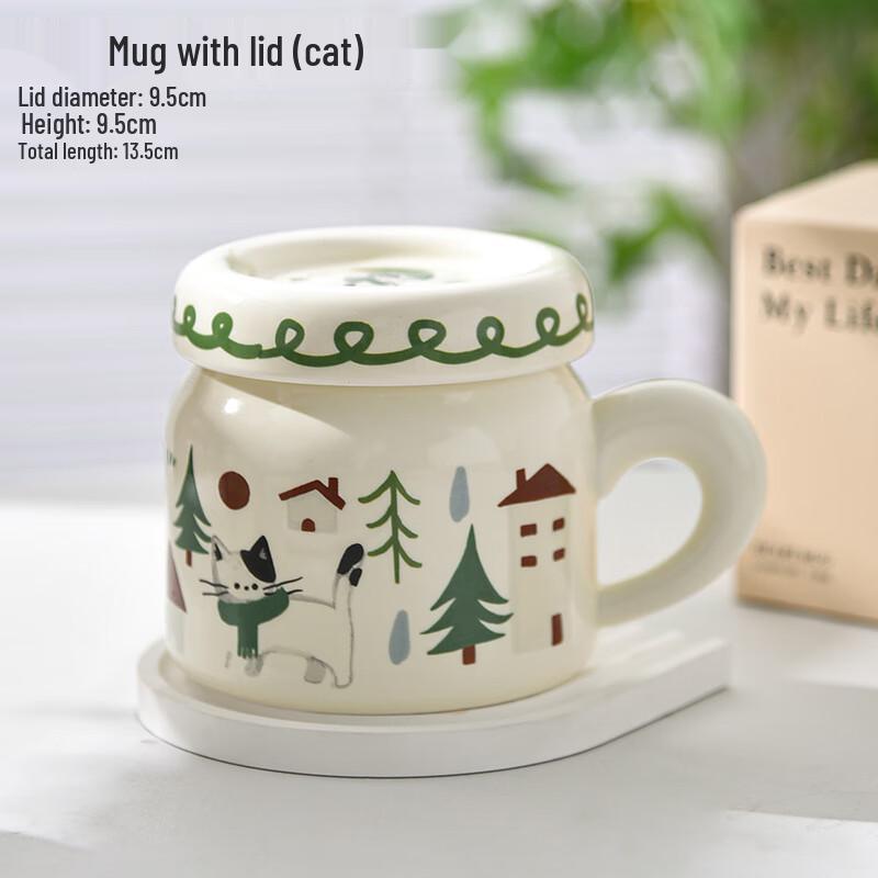Gentleman Cat Ceramic Mug with Lid