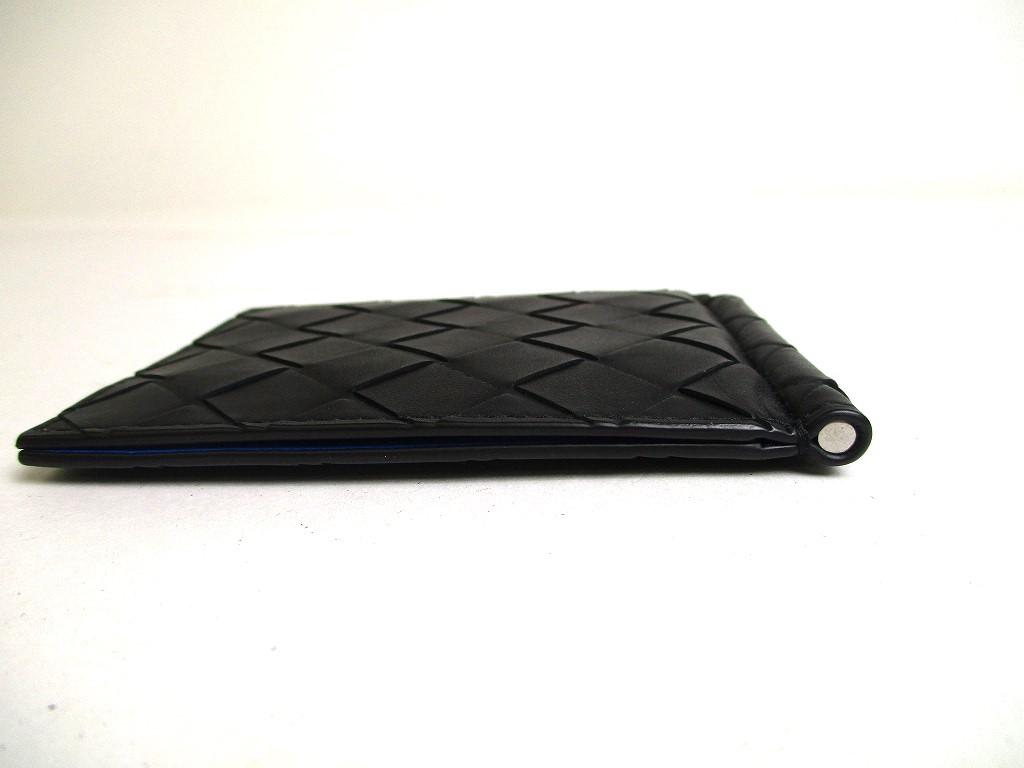 Authentic BOTTEGA VENETA Intrecciato Black Blue Leather Bifold Bill Wallet #a469  Refurbished