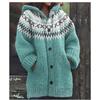 Damen Strickjacke mit Kapuze 3D Tierdruck Einreiher Langarm Mantel mit Taschen
