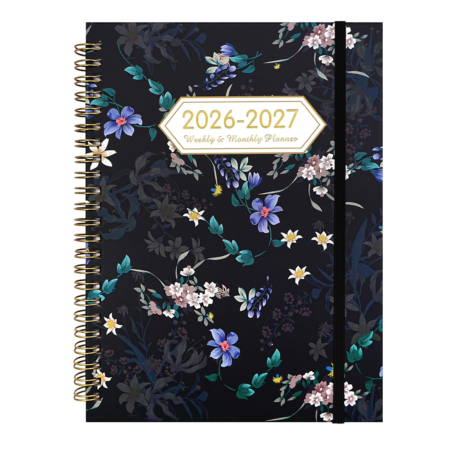 A5 Spiral Notebook with Strap Binding, 2026-2027 Bilingual Weekly Planner, Customizable A5
