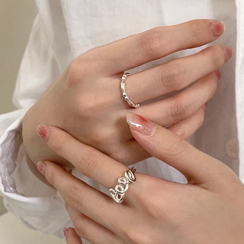LOVE Adjustable Open Ring - Korean Style, Fashionable & Trendy Women's Stacking Ring