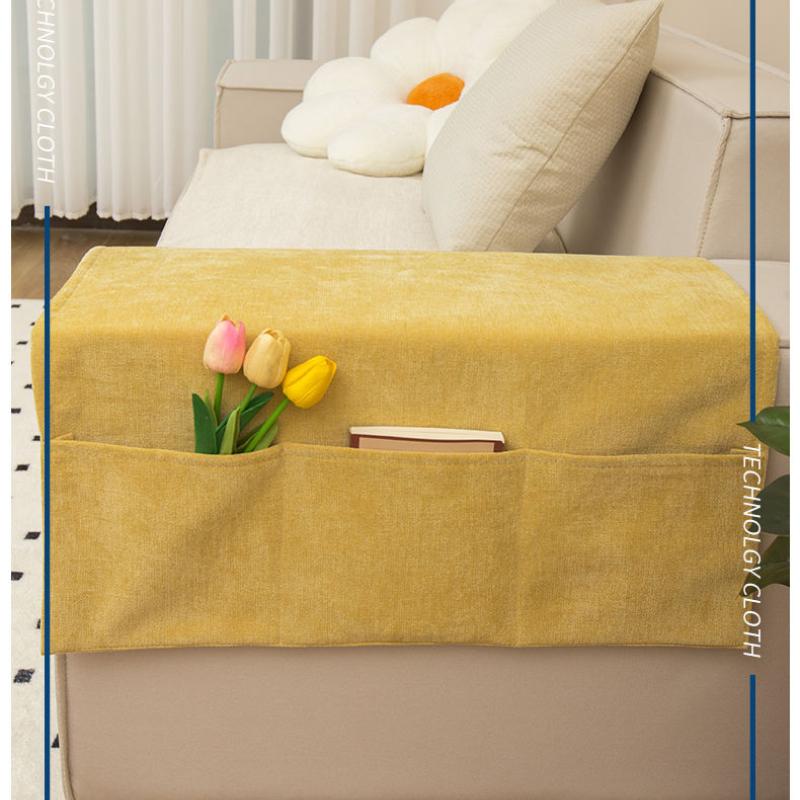 Simple Sofa Armrest Cover Cloth Single Color Dust-proof Couch Side Pocket Machine Washable Breathable Sofe Armrest Towel