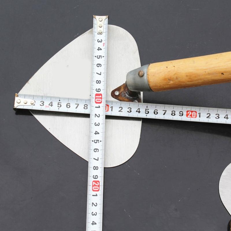 Manganese Steel Round Shovel Wooden Handle Plastering Coat Float Trowel Concrete Masonry Tools 33x17.5cm/12.99x6.89''