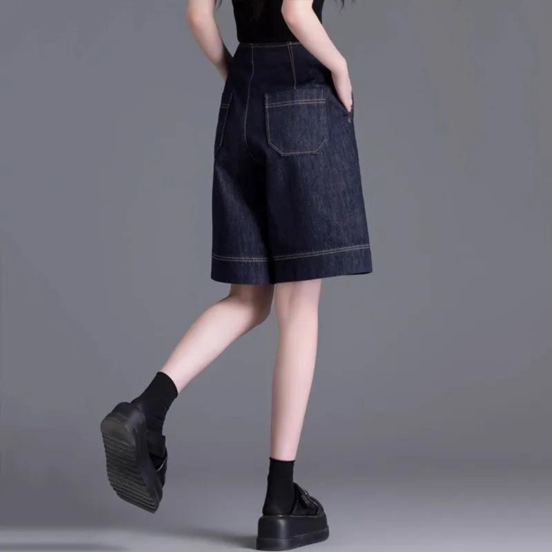 Ladies Short Jeans Spring Autumn Loose Women's Denim Straight Pant Be All-match Leisure Lady Cowboy Trousers