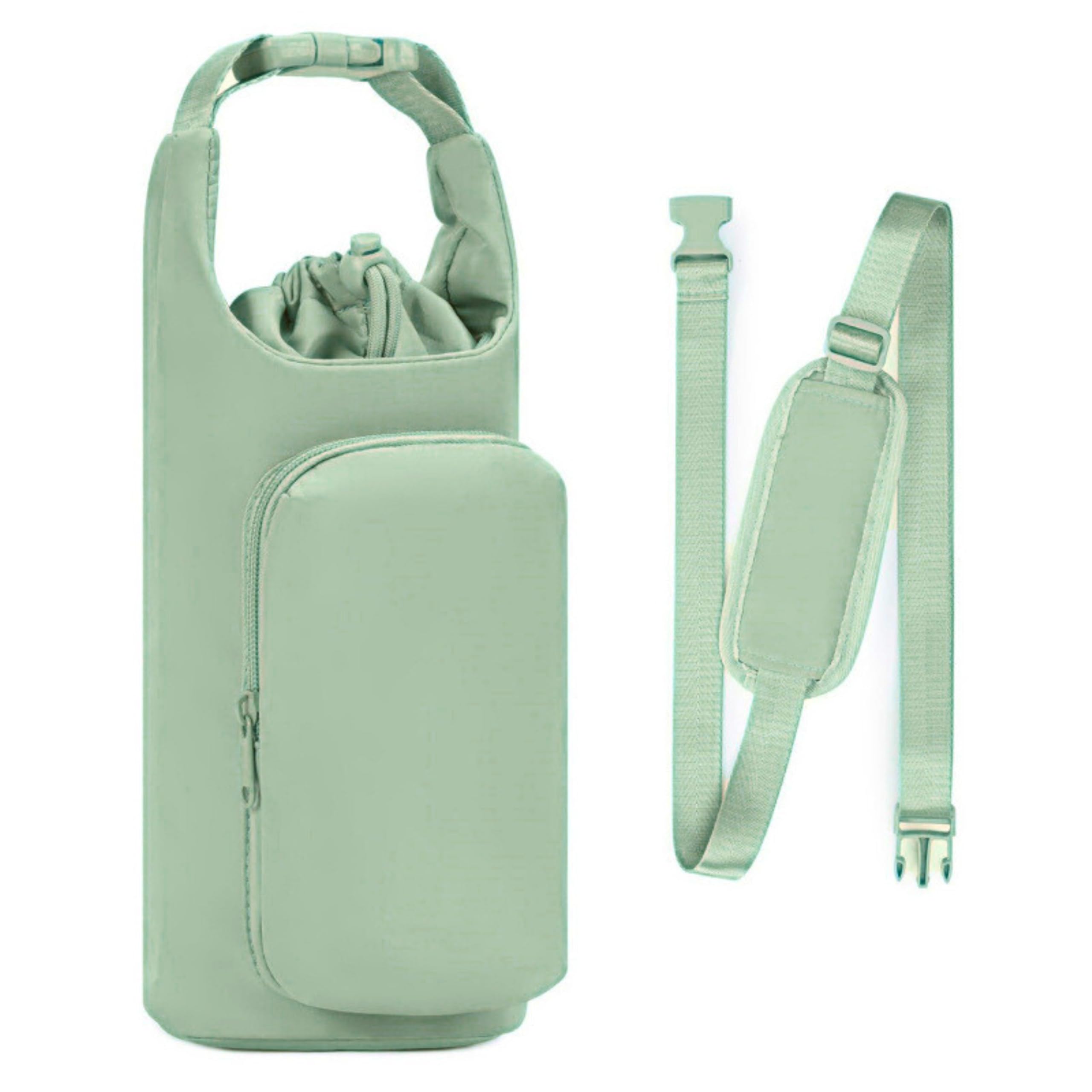 

1.5L Water Bottle Holder, Insulated, Shoulder Strap, 2-Way, Kids, Festival, Simple Design, MSW2634, Smoke Green