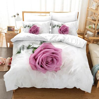 Juego de Cama Rosa Moda Romántico Textil para el Hogar Tamaño Individual Doble Para Pareja Mujer Niñas Decoración Dormitorio Flores Funda Nórdica