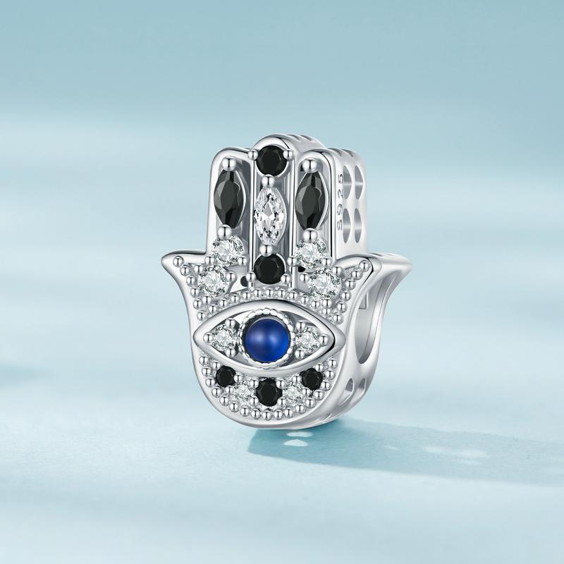 

BAMOER стерлингового серебра 925 пробы, черный, белый цвет, циркон, бусины Фатимы, подходят для оригинальных браслетов, женские ювелирные изделия «сделай сам» 925 silver