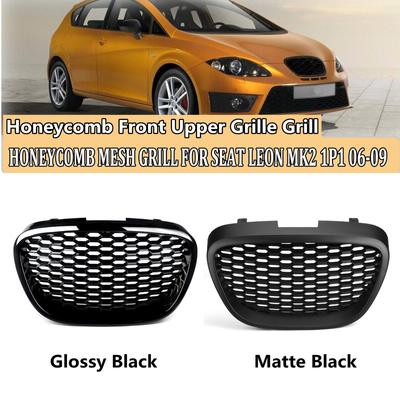 RM-CAR Front Honeycomb Grill Mesh Badgeless Grille For Seat Leon MK2 1P Altea Toledo Mk3 2004-2009 Front Bumper Grill Hood Mesh