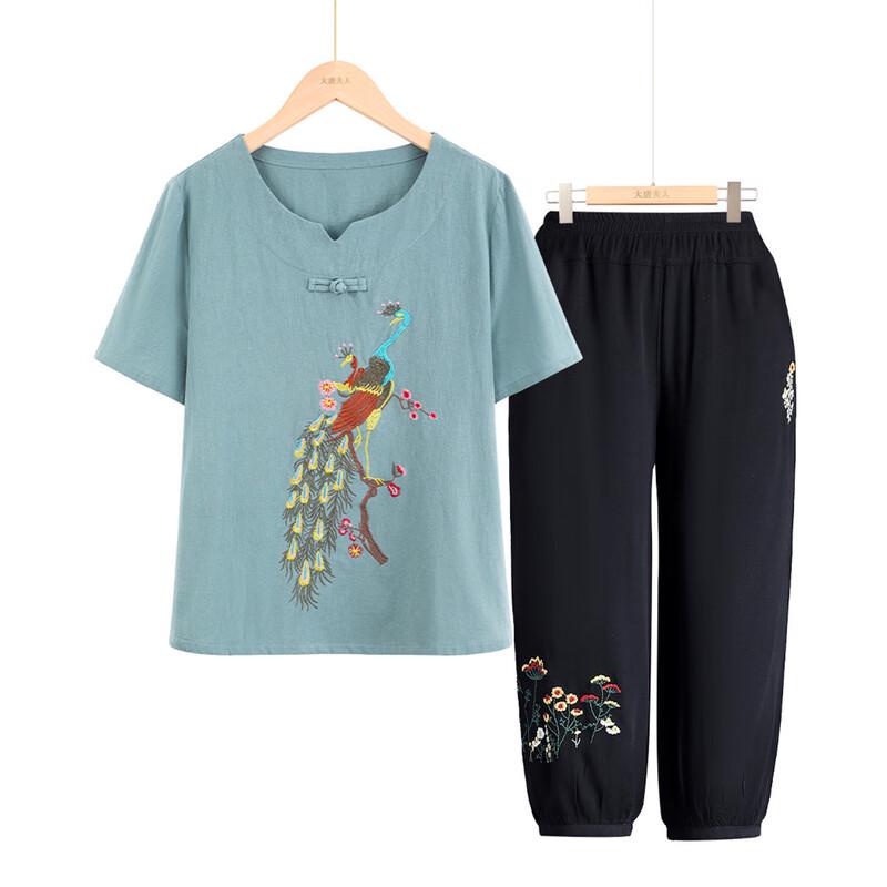 Elderly Women s Summer Thin Blouse Set 4XL