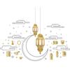 Multicolor Eid Mubarak Wall Stickers Star Moon Lantern Castle Ramadan Kareem Decals Eid Al-fitr Accessories Mural Bedroom