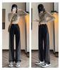 Retro High-Waisted Color Block Jeans: Women's Slimming Loose Wide-Leg Trousers
