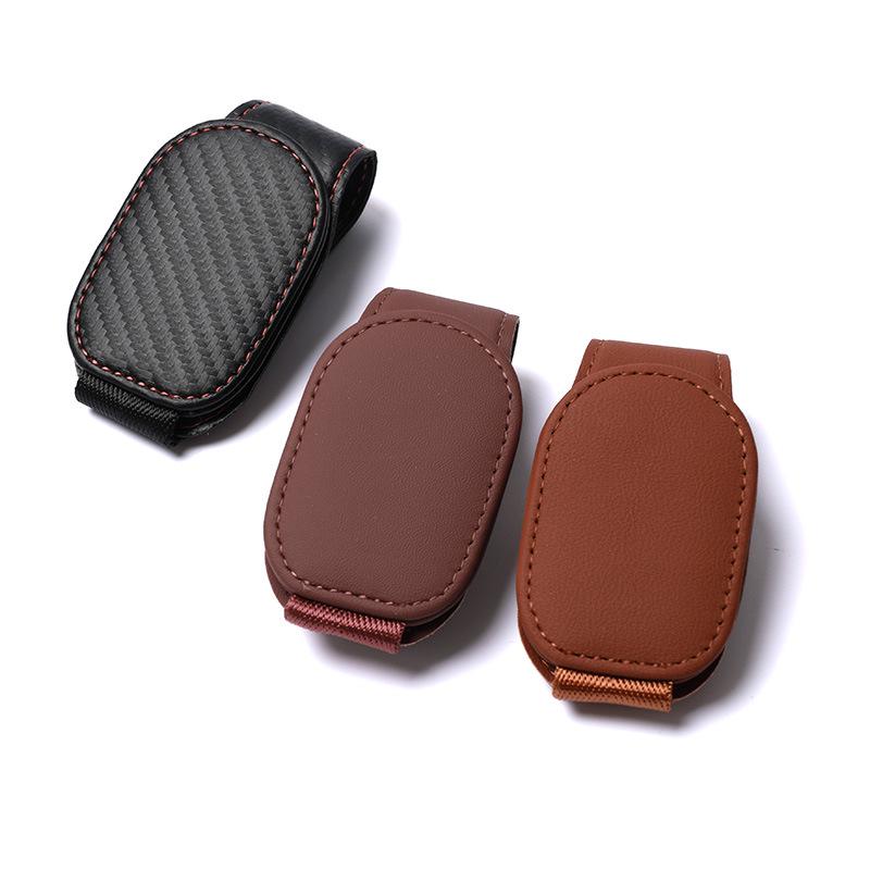 Multi-Function Leather Car Visor Storage Clip for Sunglasses and Cards