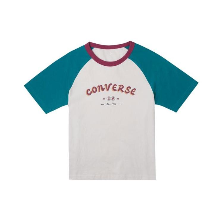 (WMNS) Converse Logo Baseball T-Shirt Asia Sizing White Blue Women s 10026176-A02 L