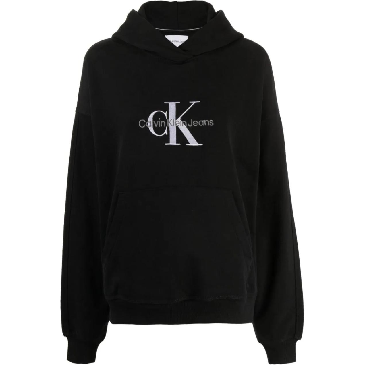 

Calvin Klein Logo Print Hooded Pullover Long Sleeve Sweatshirt Women sweatshirt Black J20J222129-BEH XL