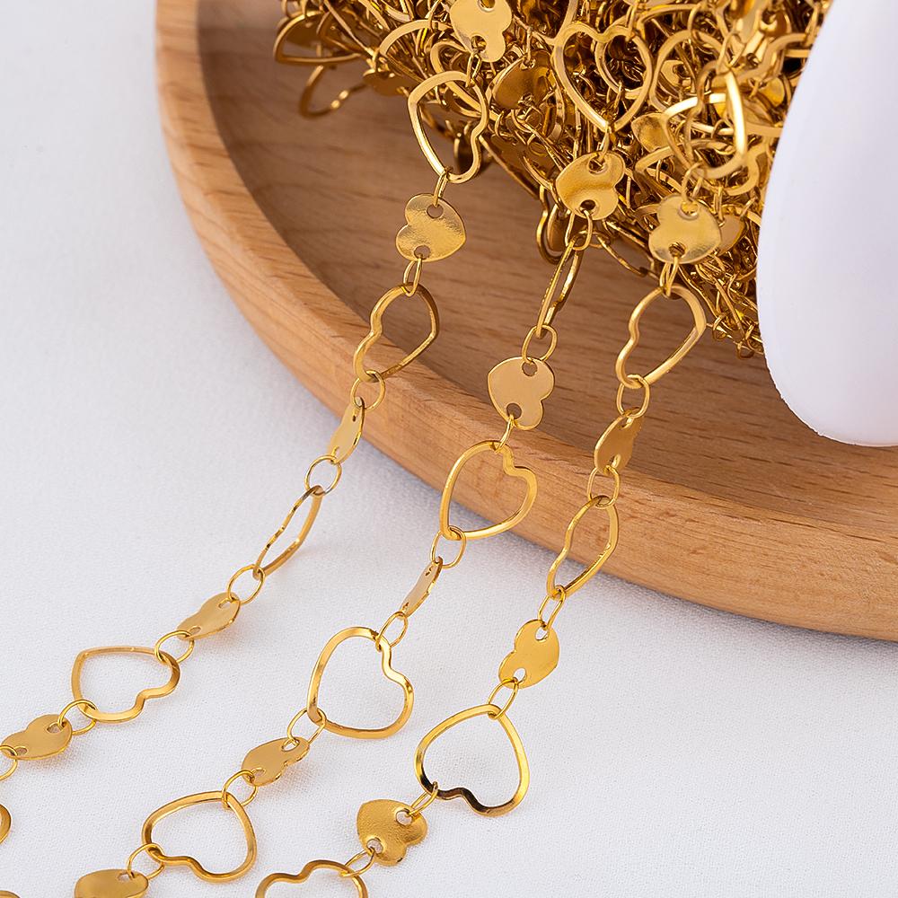 1Meter Stainless Steel Fashion Flat Love Heart Double Hearts Link Chains Necklaces Bracelets Jewelry Making DIY Chain Components