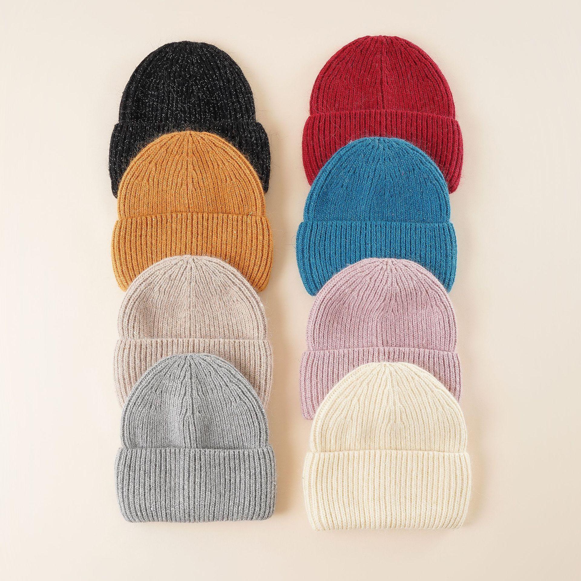 

Шапка женская, осенне-зимняя, простая шерстяная шапка, зимняя теплая утолщенная золотистая шелковая вязаная шапка смешанного цвета, прилив