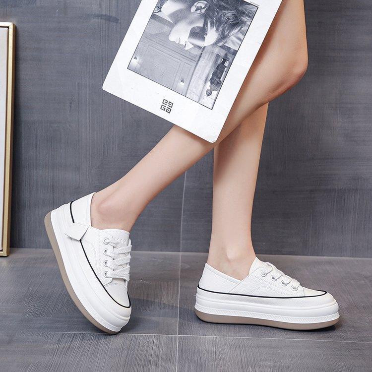 Двухсторонние ретро осенние новые дышащие мягкие повседневные кеды на толстой подошве 35 белый