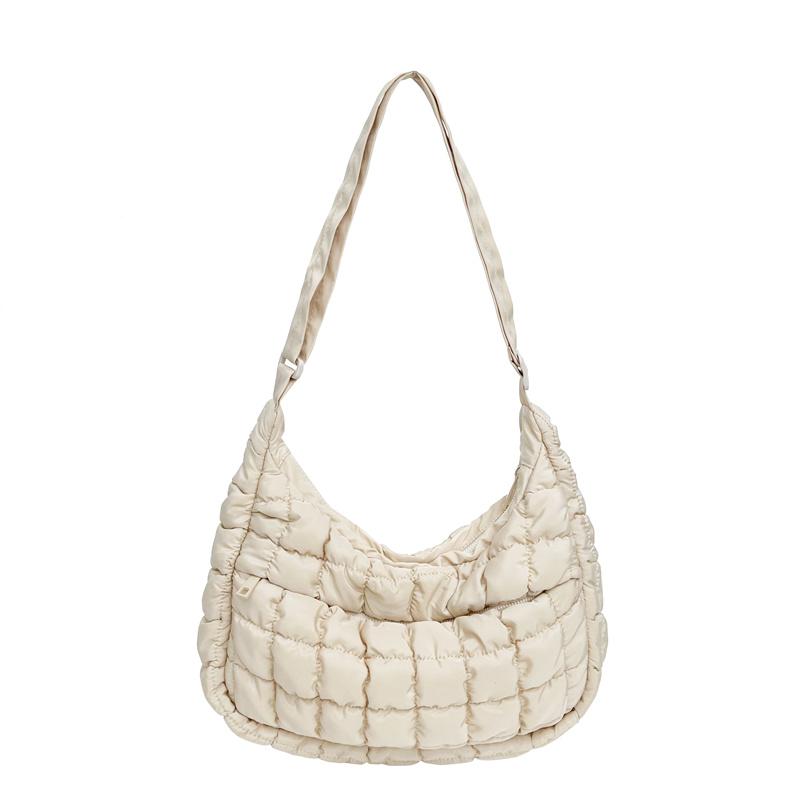 

Women Soft Padded Hobo Shoulder Bag Lightweight Cloud Puffy Crossbody Bag Casual Commute Quilted Puffer Shopping Handbag бежевый