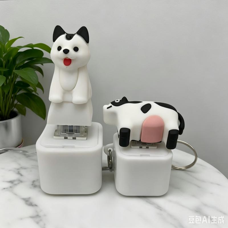 Cow Dog Stress Relief Luminous Sound Making Keychain Fun Prank Venting Abstract Idol Creative Cultural Gift Plastic Material