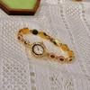 LSVTR Women's Vintage Trendy Oval Red and Green Gemstone Rainbow Light Luxury Watch