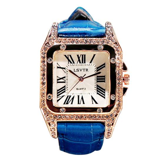 Dial Roman Numbers Strap Quartz Faux Leather Analog Armbåndsur