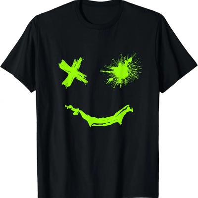 Green Grunge Smile Green Color Graphic T-Shirt