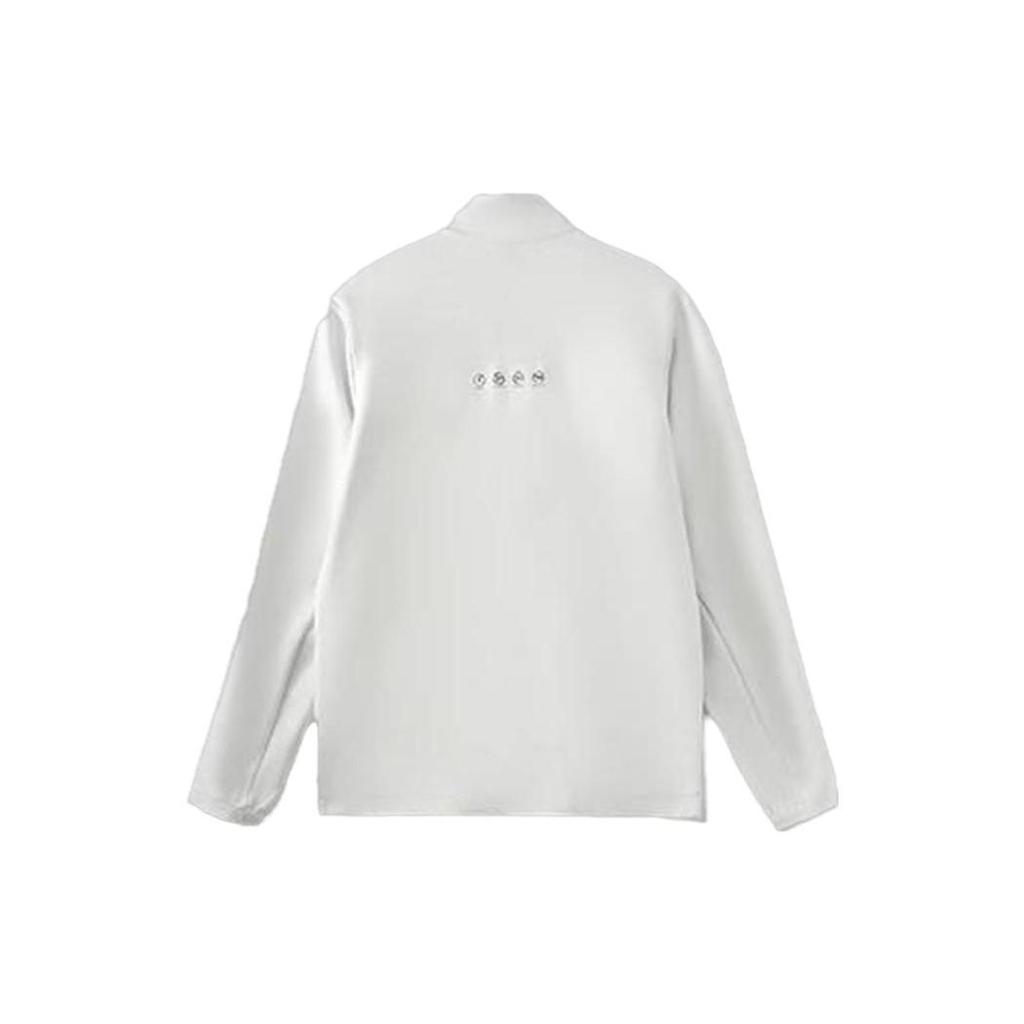 Li Ning Solid Color Letter Print Logo Stand Collar Zip Jacket Men Jackets White AWDR313-4