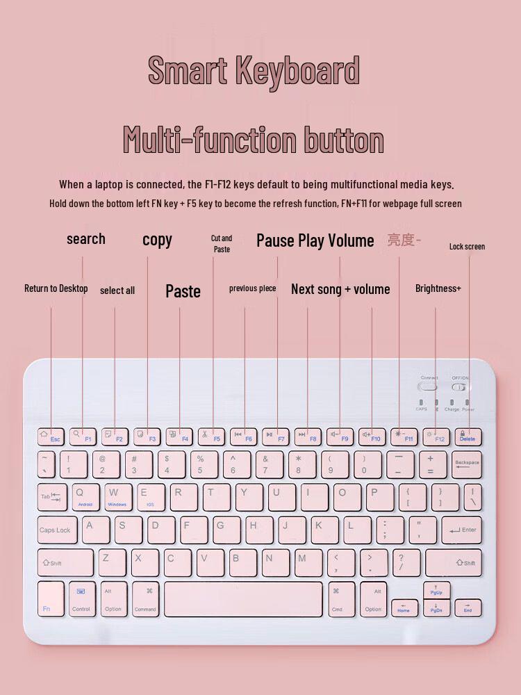 Ultradünne Bluetooth-Funk Tastatur für Laptops, Handys & Tablets