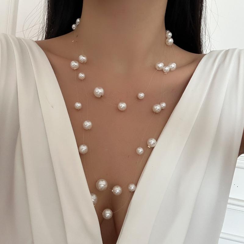 Imitation Pearl Necklace Fashion Retro Jewelry Women's Light Luxury Niche High-end Hokr Collar
