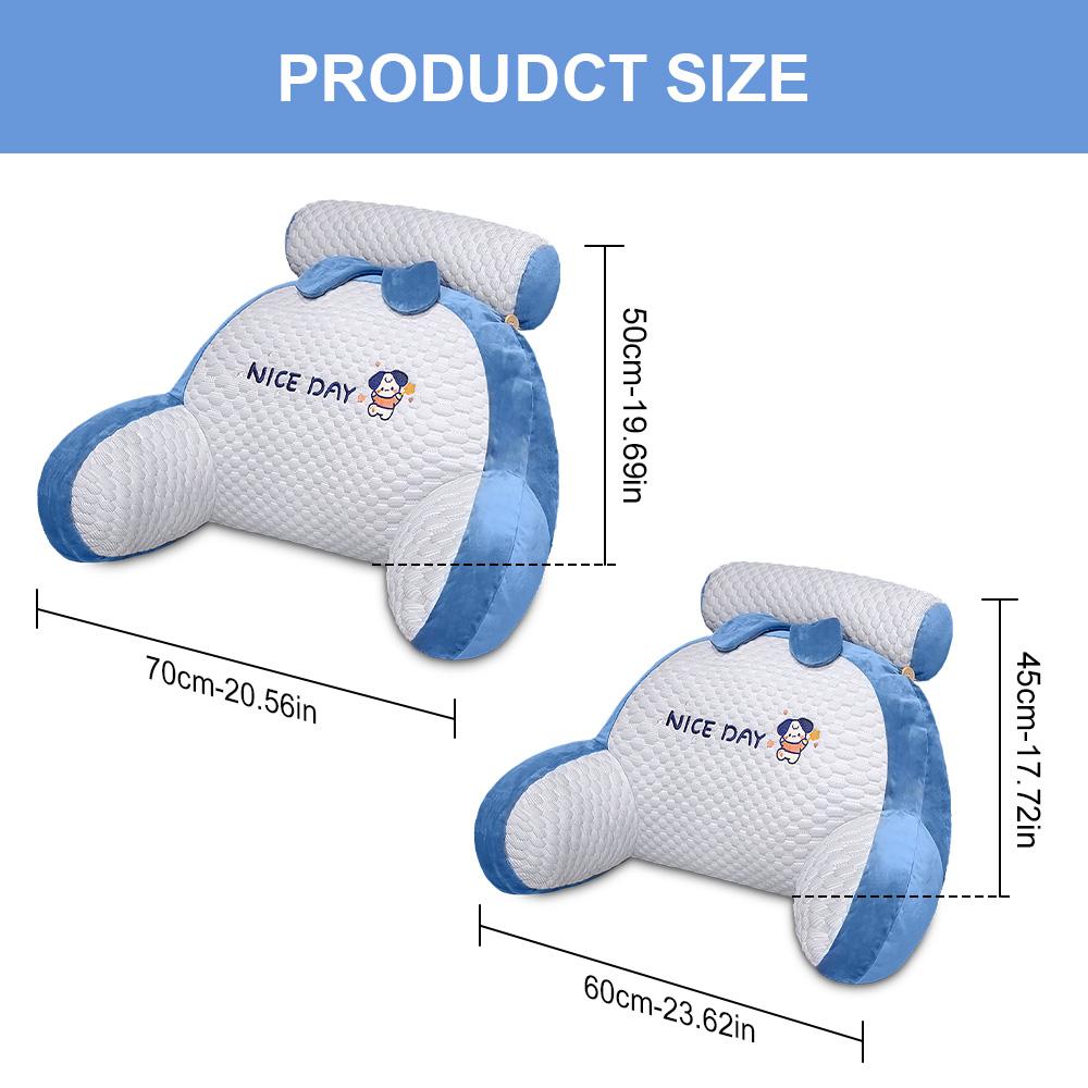 Aoresac Reading Pillow with with Armrests/Large Adult Backrest with Arms/Back Support for Sitting Up in Bed with Washable Cover (Sit up Pillow)