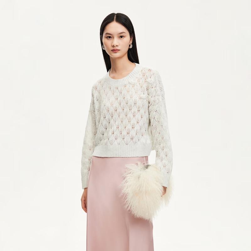 VEROMODA Beaded Butterfly Crochet Knit Top