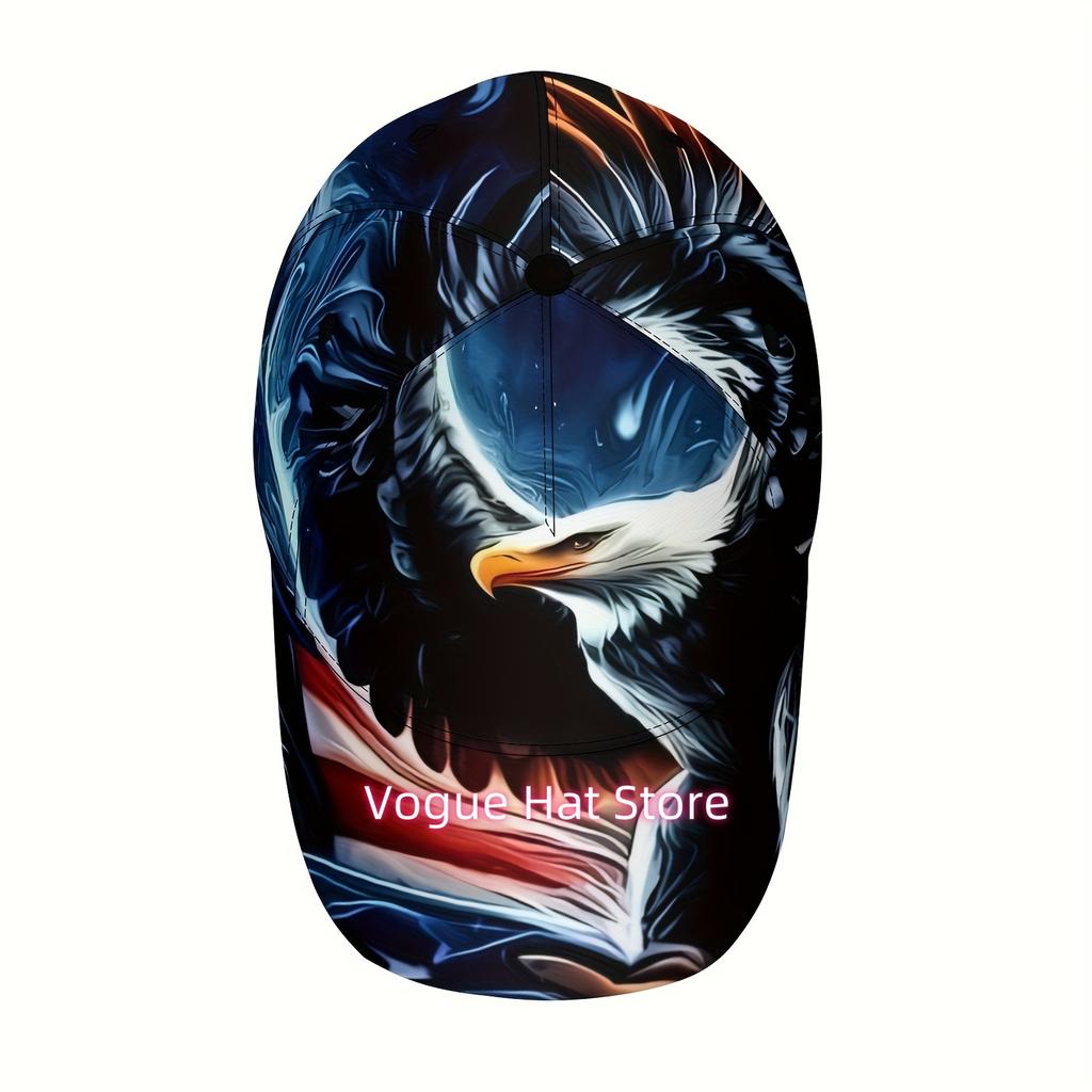 1Pc Patriotic Eagle & American Flag Baseball Cap - Adjustable, Lightweight Polyester, Bold Street Style Design With Eagle Head &