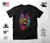 Cat Portrait Neon Graphic T-Shirt Black Unisex S-2XL