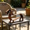 Dachshund Lover Collectibles Rustic Metal Sculpture Minimalist Line Art Iron Dog Statue Vintage Small Animal Figurines Wiener Tabletop Figurine for