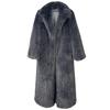 Womens Faux Fur Long Coat Blazer Collar Winter Streetwear Outerwear