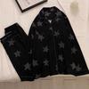 Spring new black high-end imitation cotton pajamas long-sleeved trousers star graffiti loungewear set