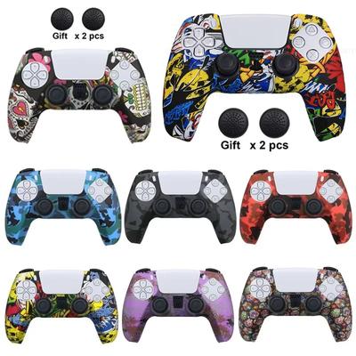 Para Mando PS5 Cubierta Protectora Silicona Para Playstation 5 Cubierta Antideslizante Skin para PS5 Slim Cubierta Puños para Pulgar Accesorios