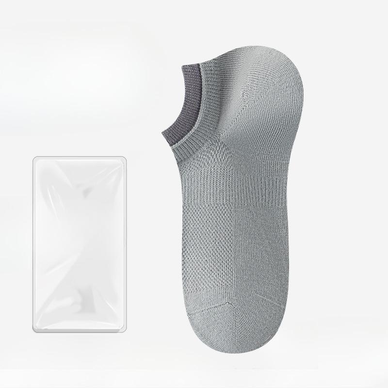 Male Summer Thin Solid Color Does Not Fall with Non Slip Anti Pilling Breathable Anti Odor Invisible Short Cotton Socks