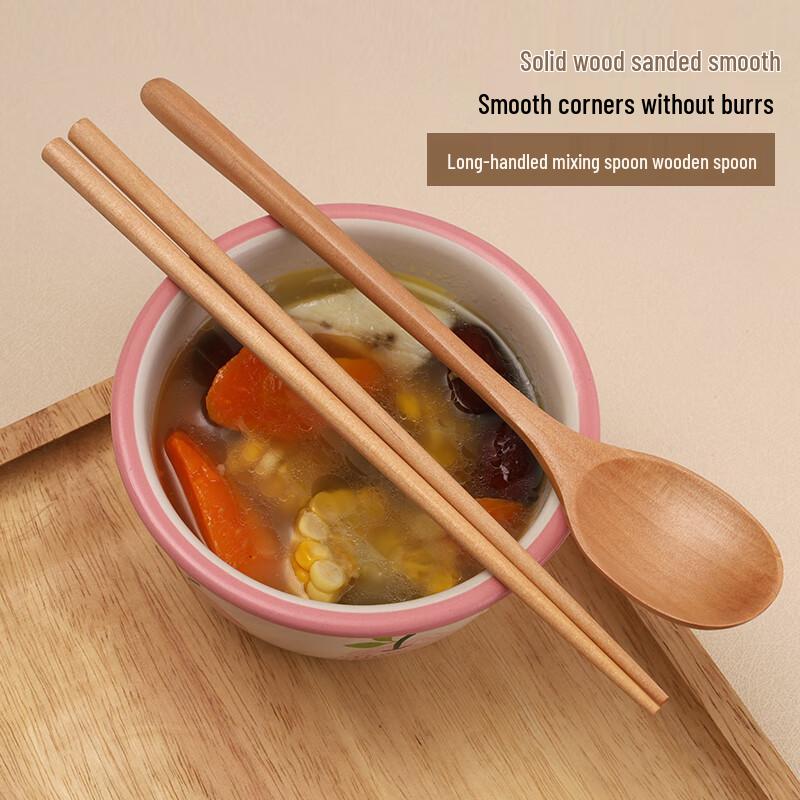 Natural Wood Portable Chopsticks and Fork Set