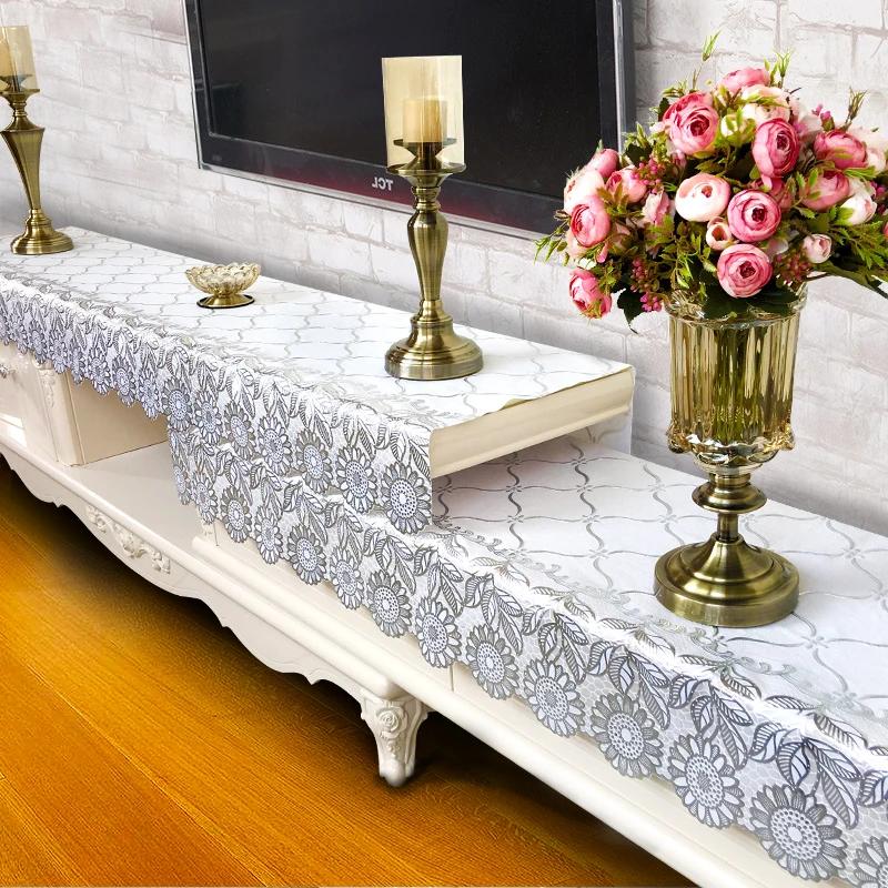65cm Width TV Cabinet Tablecloth PVC Tablecloth Waterproof Shoe Cabinet Cloth Dressing Table Strip Plastic Dustproof Tablecloth