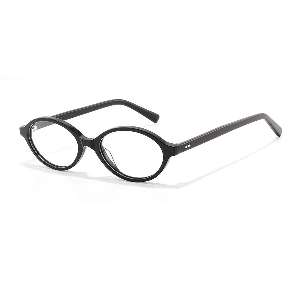 Acetate Frames Retro Photochromic Myopia Glasses Women Oval Small Frame Customization Eyeglasses Anti Blue Light Reading Glasses 0(NO BLUE LIGHT)