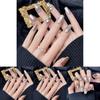 New Autumn And Winter Handmade Nail Stickers Pure Color Cat Eye French Style Flashing Rhinestone False Nails