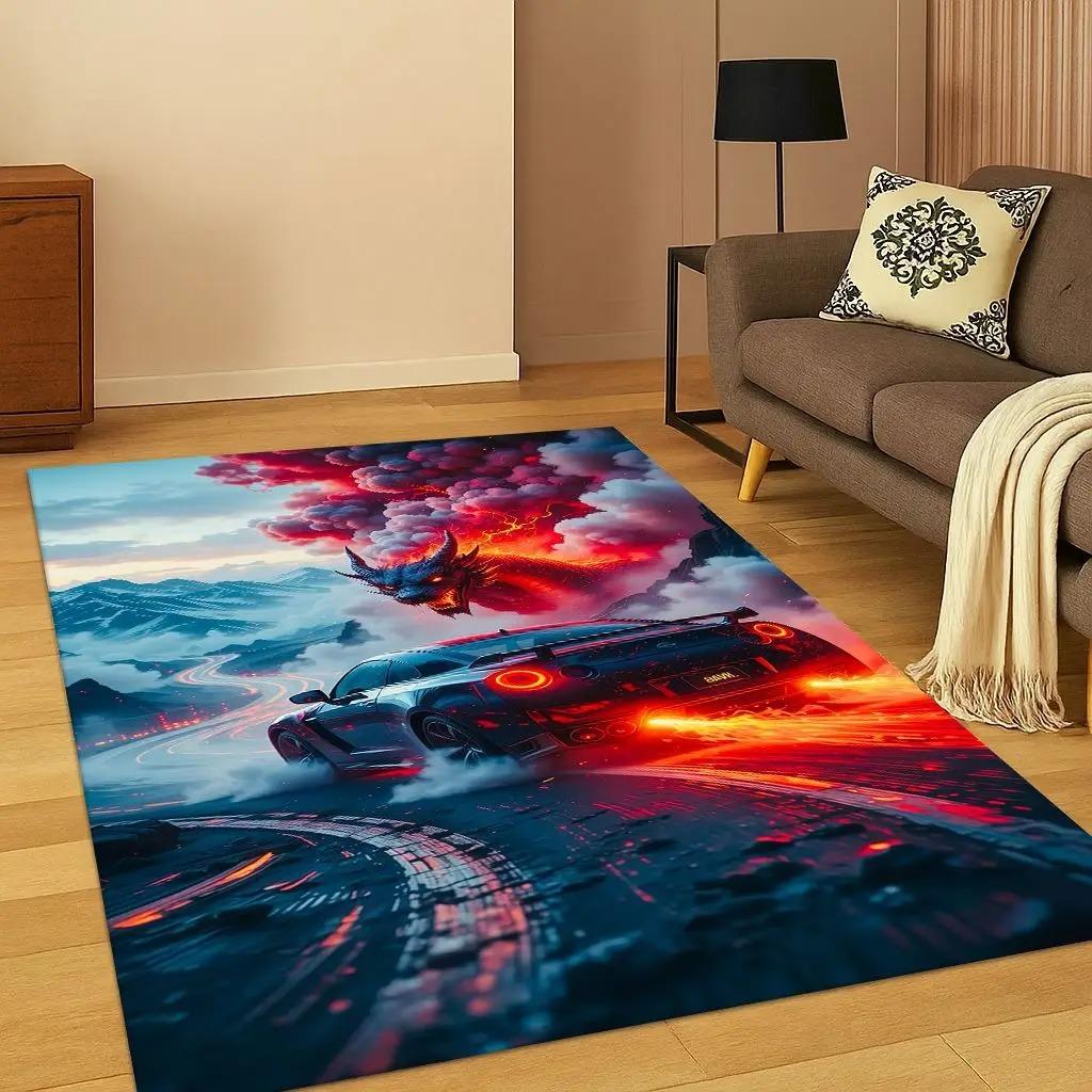 Sports Car Racing Car Carpet Rug for Playroom Living Room Bedroom Home  Kitchen Doormat Decor Carpets for Living Room Carpets